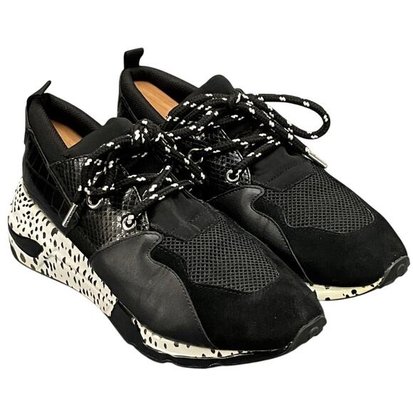 Steve Madden Cliff Black White Animal Athletic Running Sneaker Women 9M - Picture 1 of 10